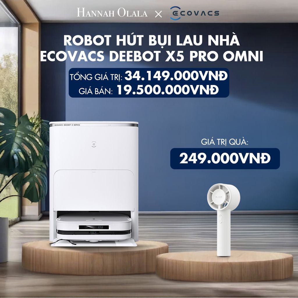  H33_DEAL 1: ROBOT HÚT BỤI LAU NHÀ ECOVACS DEEBOT X5 PRO OMNI MÀU TRẮNG 