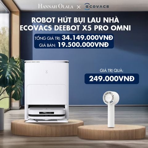  H33_DEAL 1: ROBOT HÚT BỤI LAU NHÀ ECOVACS DEEBOT X5 PRO OMNI MÀU TRẮNG 