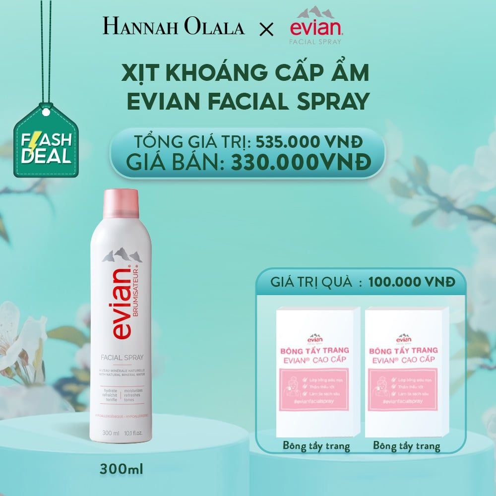  E1343: [FLASH DEAL] XỊT KHOÁNG CẤP ẨM, LÀM DỊU DA EVIAN FACIAL SPRAY 300ML 