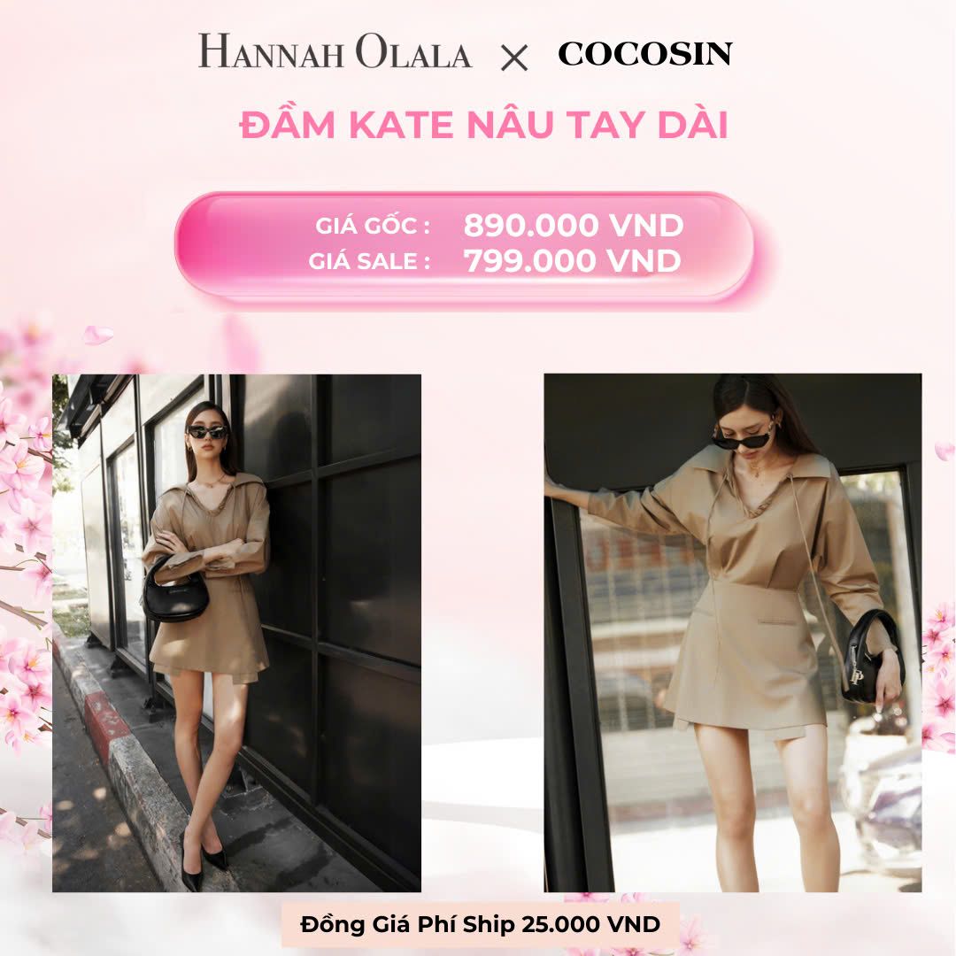  M100_DEAL 3: Đầm Kate Nâu Tay Dài 