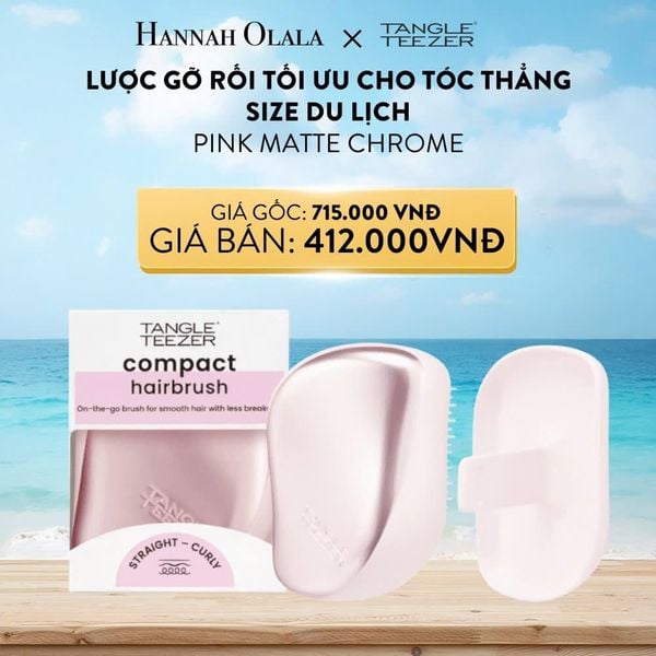  A892_DEAL 13: LƯỢC GỠ RỐI VÀ TẠO KIỂU TANGLE TEEZER, COMPACT STYLER, DÀNH CHO TÓC THẲNG VÀ XOĂN, SIZE DU LỊCH [PINK MATTE CHROME] 