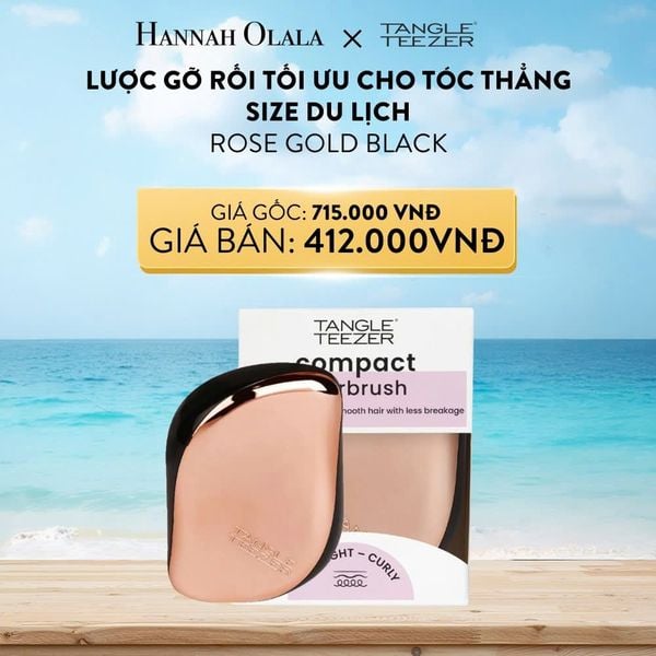  A899_DEAL 13: LƯỢC GỠ RỐI VÀ TẠO KIỂU TANGLE TEEZER, COMPACT STYLER, DÀNH CHO TÓC THẲNG VÀ XOĂN, SIZE DU LỊCH [ROSE GOLD BLACK] 