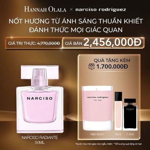  C78: DEAL 17: NƯỚC HOA NỮ NARCISO RODRIGUEZ NARCISO EAU DE PARFUM RADIANTE 50ML 