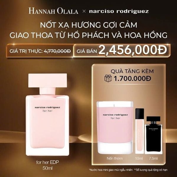  C80: DEAL 2: NƯỚC HOA NỮ NARCISO RODRIGUEZ FOR HER EAU DE PARFUM 50ML 