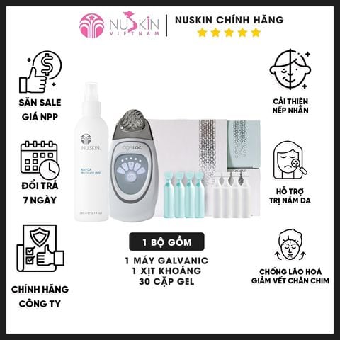 Bộ Sản Phẩm Mát Xa nâng cơ xoá nhăn da Mặt ageLOC Galvanic Spa Nu Skin