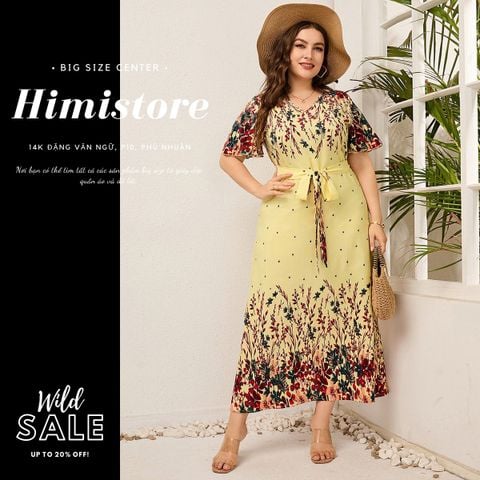 HM562 Đầm Dạ Hội Hoa Vàng Thương Hiệu Himistore