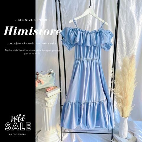 HM528 [Váy Cho Người Béo Bụng] Đầm Hai Dây Trễ Vai Tay Phồng Dáng Đuôi Cá Có Đến Size 100Kg Thương Hiệu HIMISTORE