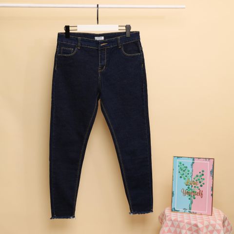 HM224 [Quần Jean Big Size] Quần Jean thun co giãn size to màu xanh navy hắc chân siêu dài