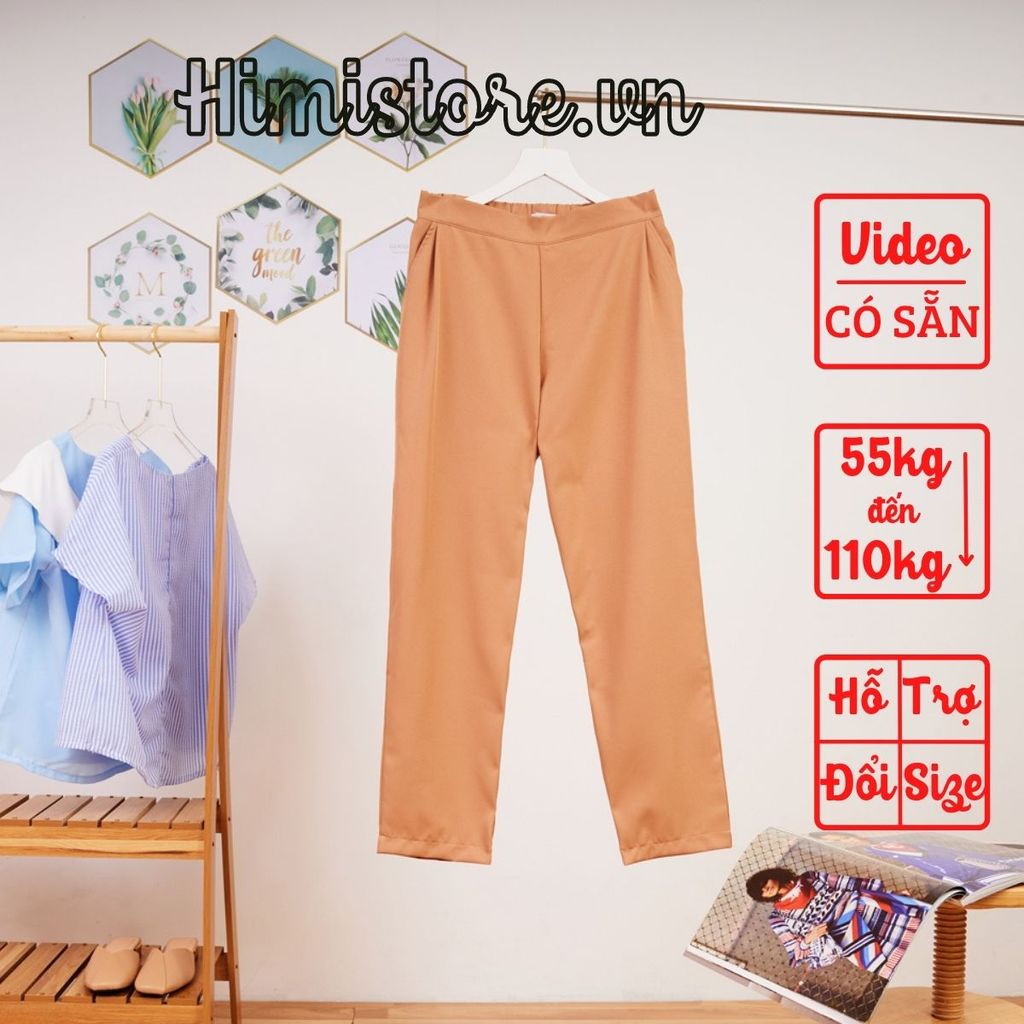 HM512 Quần Tây Nữ Size Lớn Lưng Thung Màu Nâu Có Sẵn Từ 55kg Đến 120kg Thương Hiệu Himistore