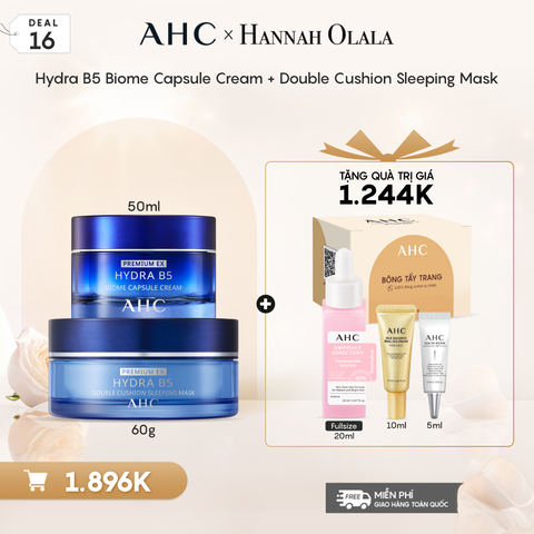 Deal 16 - COMBO - AHC PREMIUM EX HYDRA B5 BIOME CAPSULE CREAM 50ML & PREMIUM EX HYDRA B5 DOUBLE CUSHION SLEEPING MASK 60G