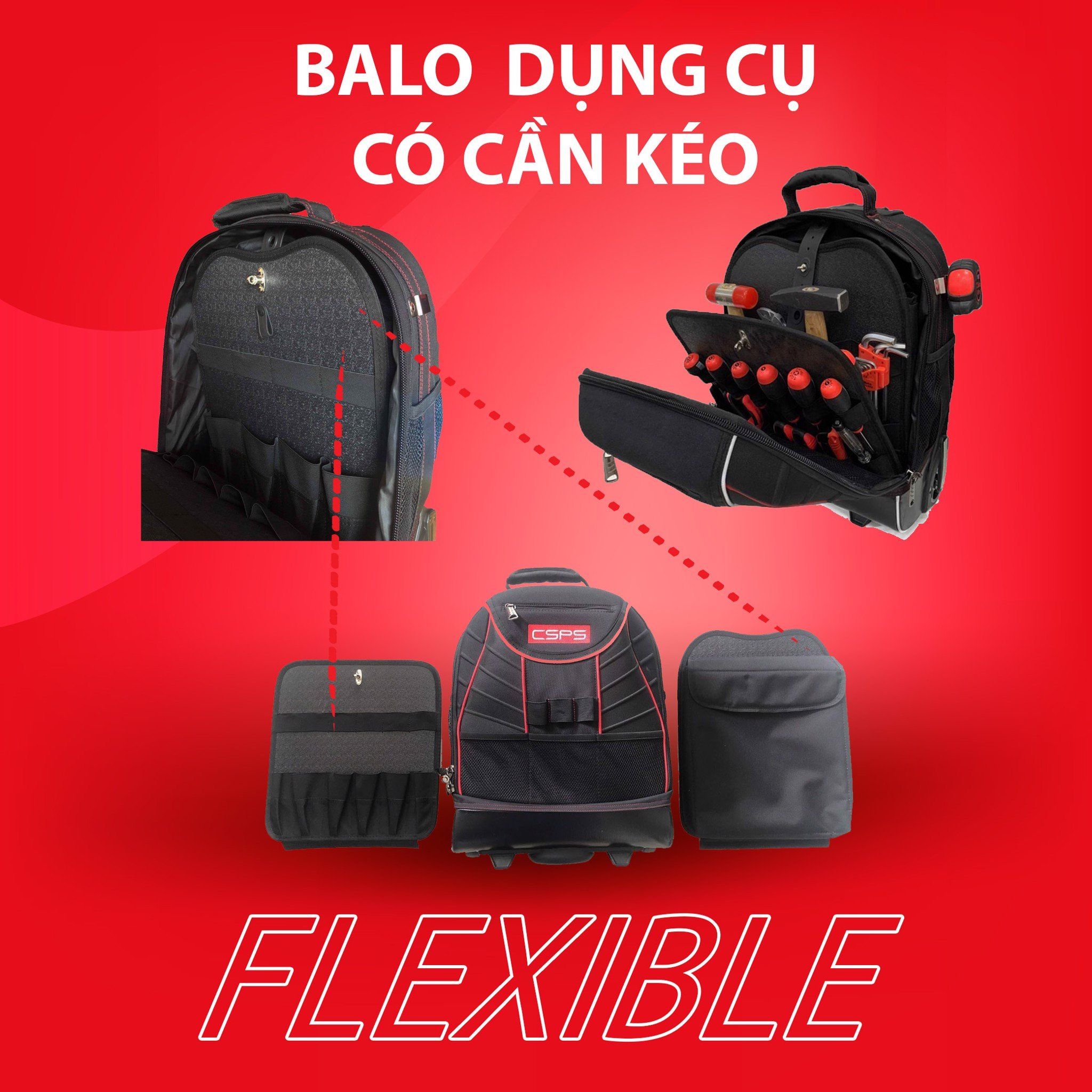  Balo dụng cụ có cần kéo CSPS 36cm 