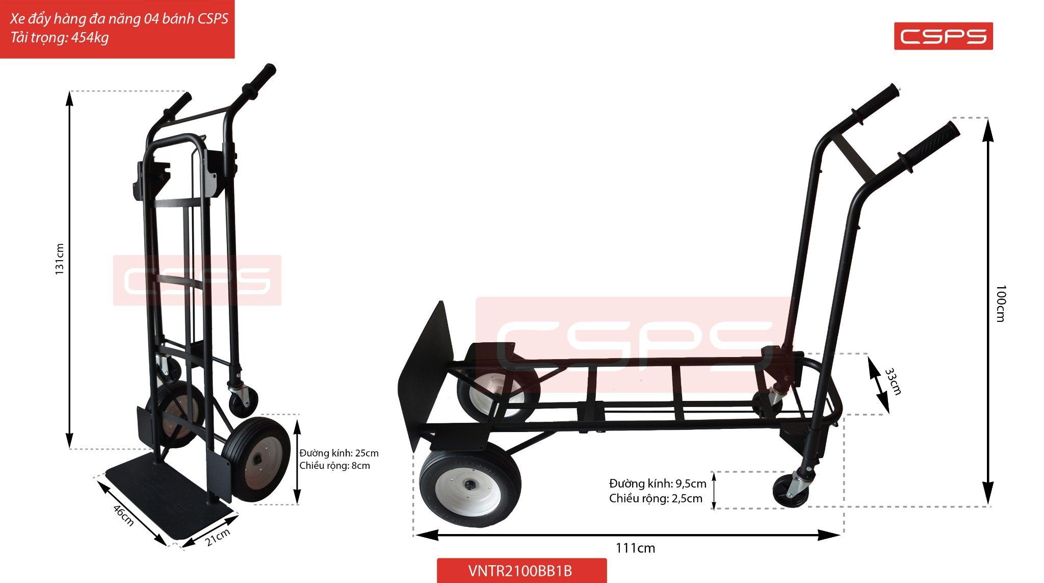  Xe đẩy hàng đa năng 04 bánh CSPS 