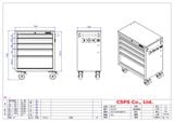  Tủ dụng cụ CSPS 76cm - 05 hộc kéo không nâng hạ màu đen/ xanh 