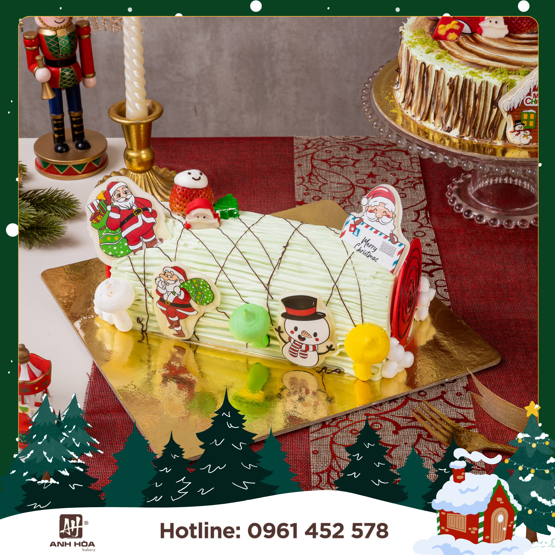 Green Tea Cake Log Noel