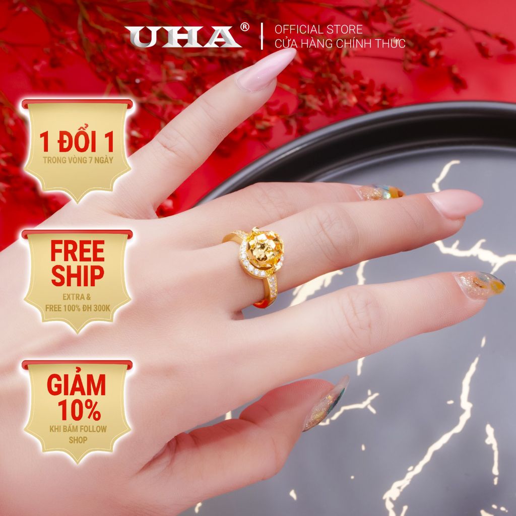 Nhẫn nữ UHA mạ vàng 18K N219140-90