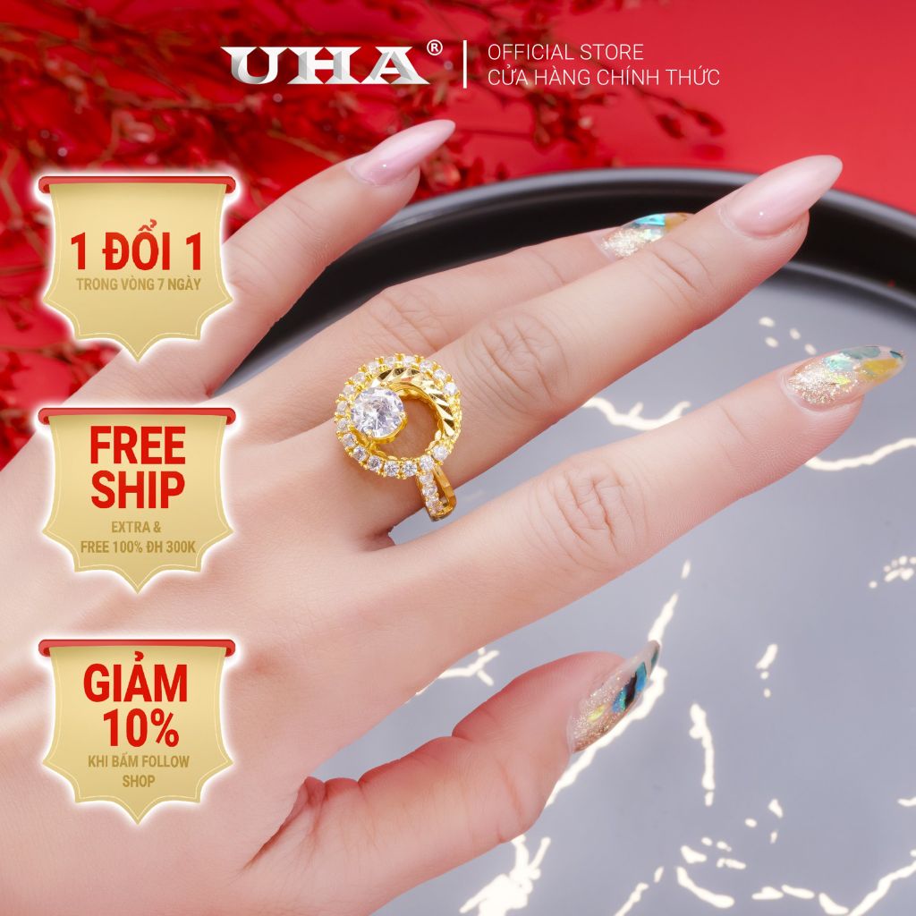 Nhẫn nữ UHA mạ vàng 18K N358146-120