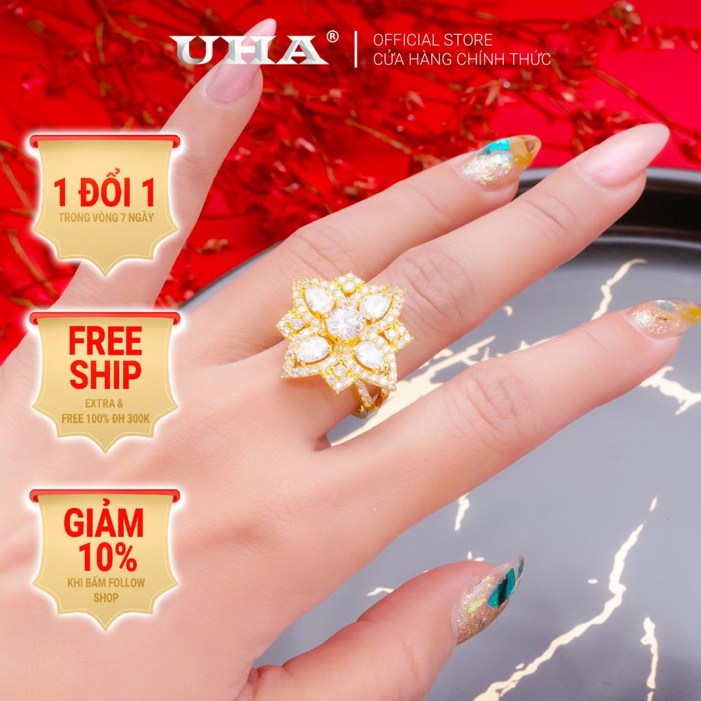 Nhẫn nữ UHA mạ vàng 18K N421149-130