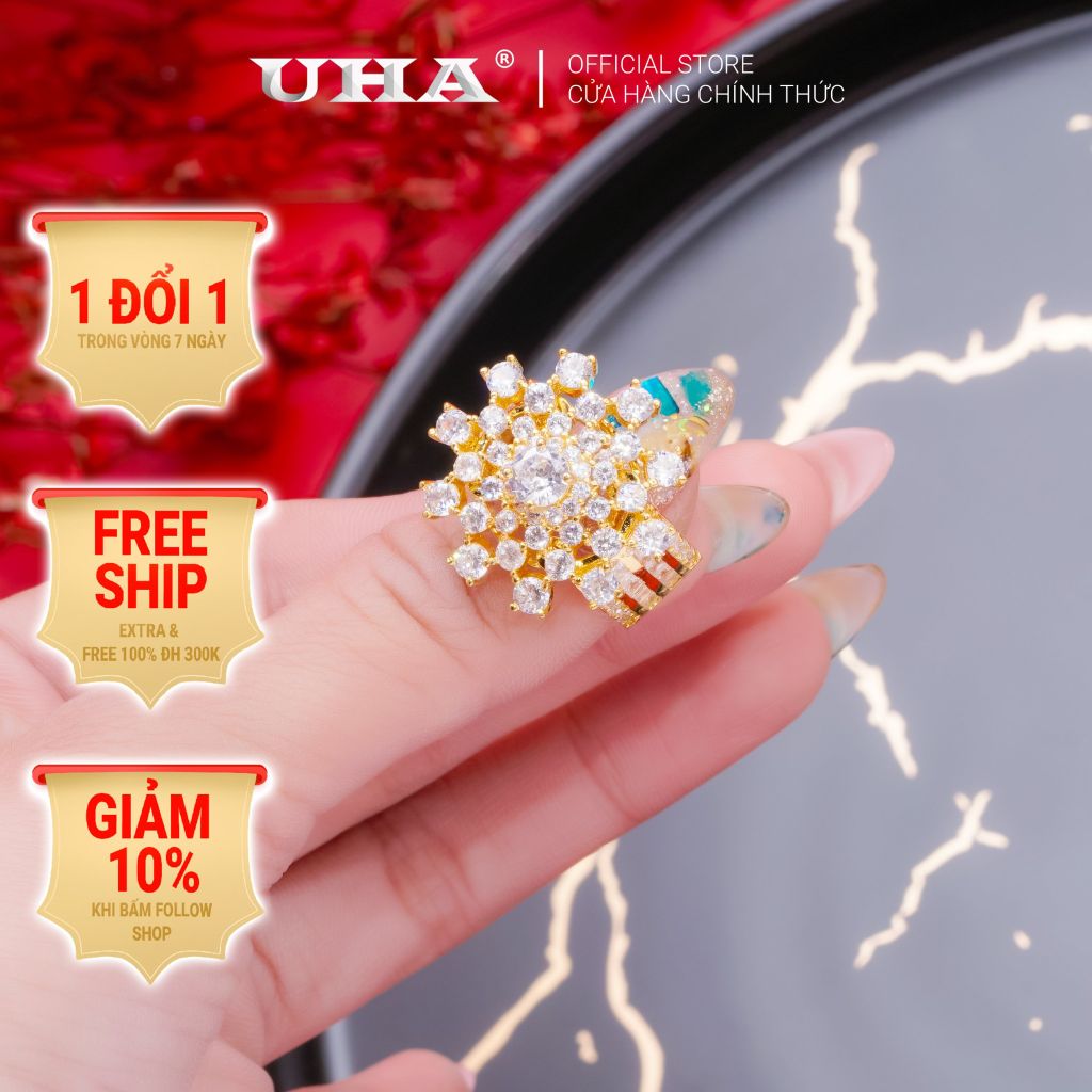 Nhẫn nữ UHA mạ vàng 18K N473159-165