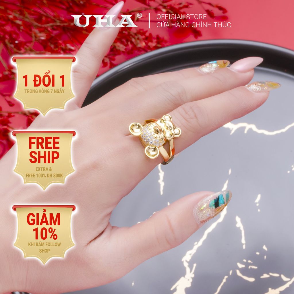 Nhẫn nữ UHA mạ vàng 18K N378140-100