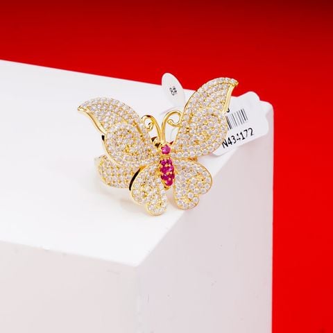 Nhẫn bướm nữ UHA mạ vàng 18K đính đá CZ N434172-200