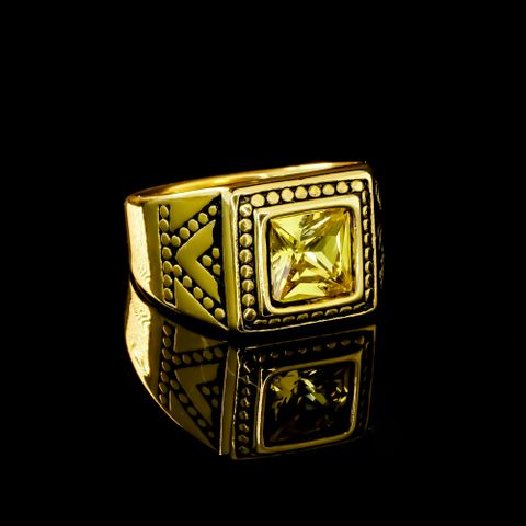 Nhẫn Inox hình chữ v - vàng