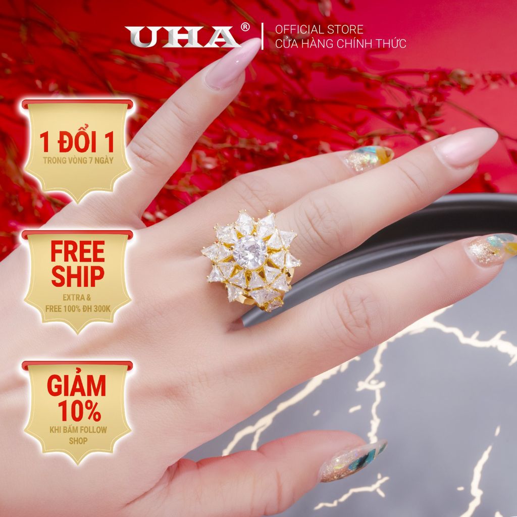 Nhẫn nữ UHA mạ vàng 18K N480169A-190