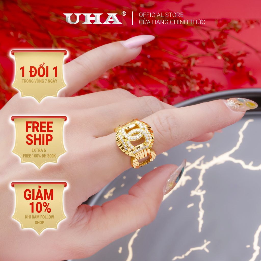 Nhẫn nữ UHA mạ vàng 18K N248145-115