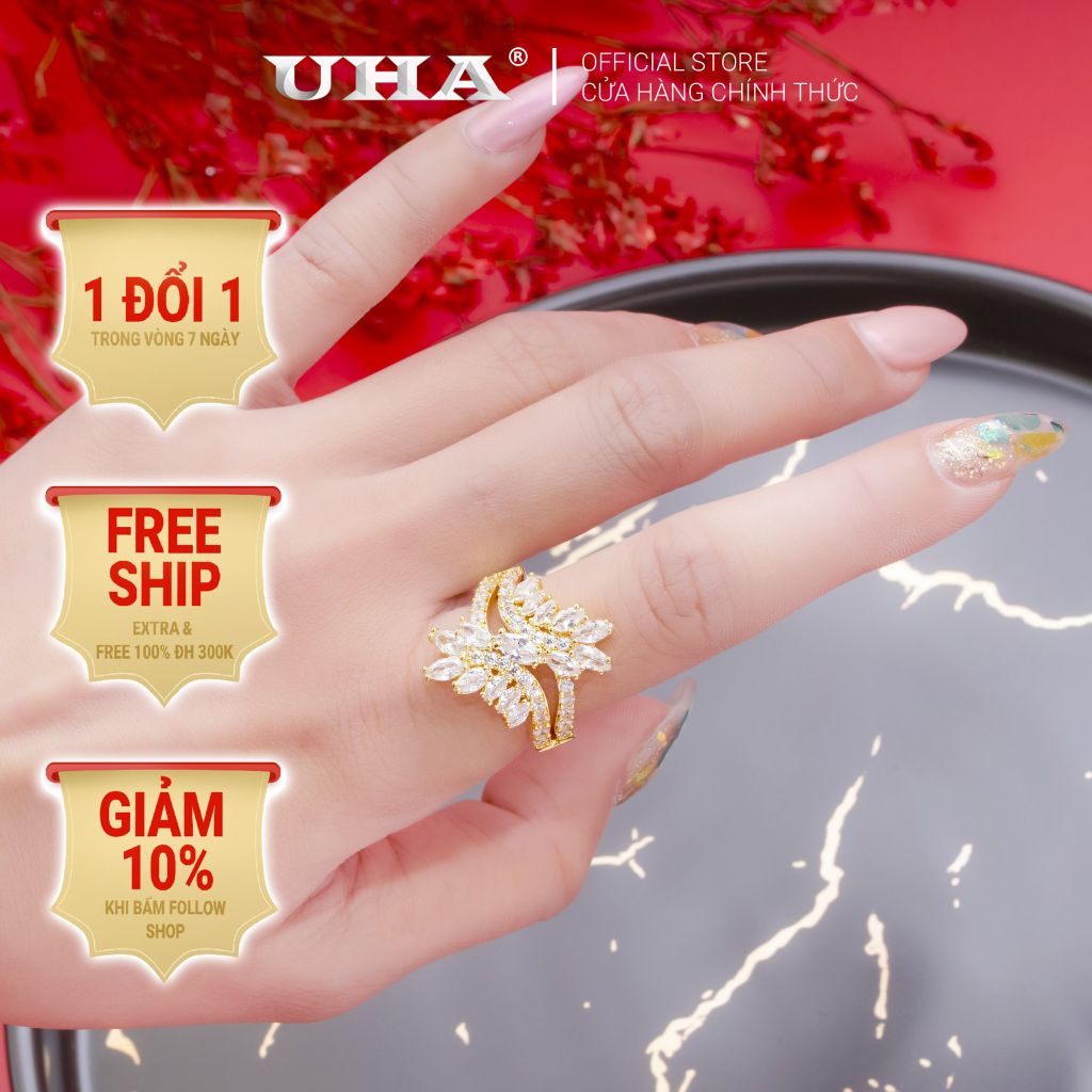 Nhẫn nữ UHA mạ vàng 18K N514146-120