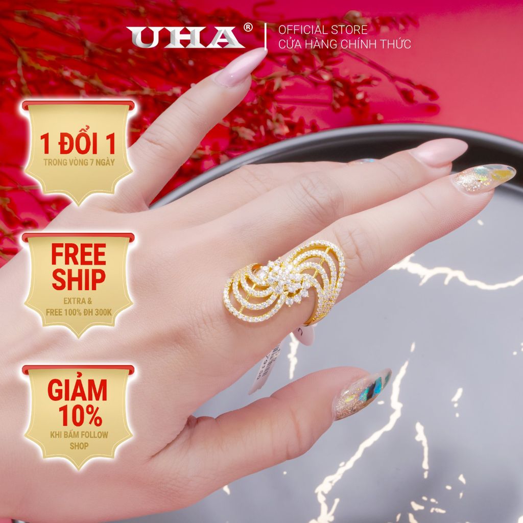 Nhẫn nữ UHA mạ vàng 18K N179160-170