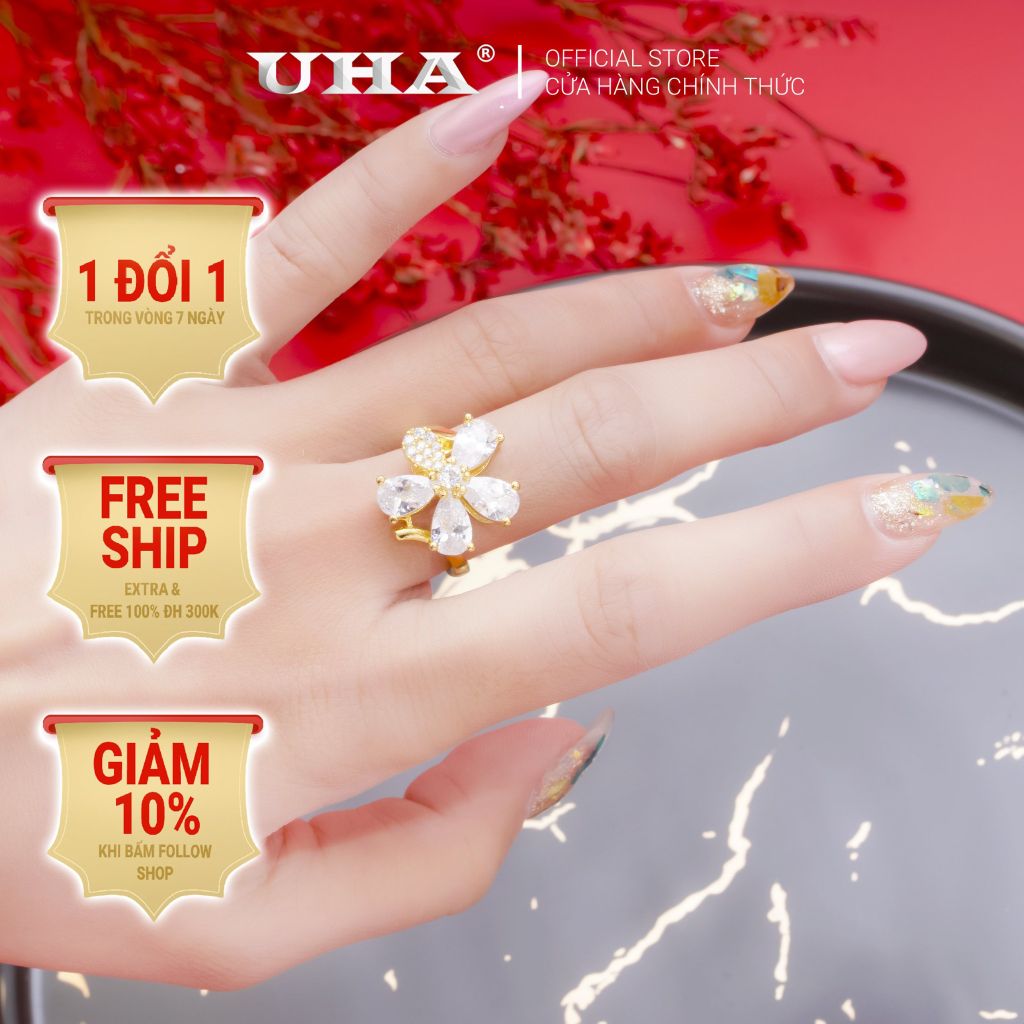 Nhẫn nữ UHA mạ vàng 18K N398146-120