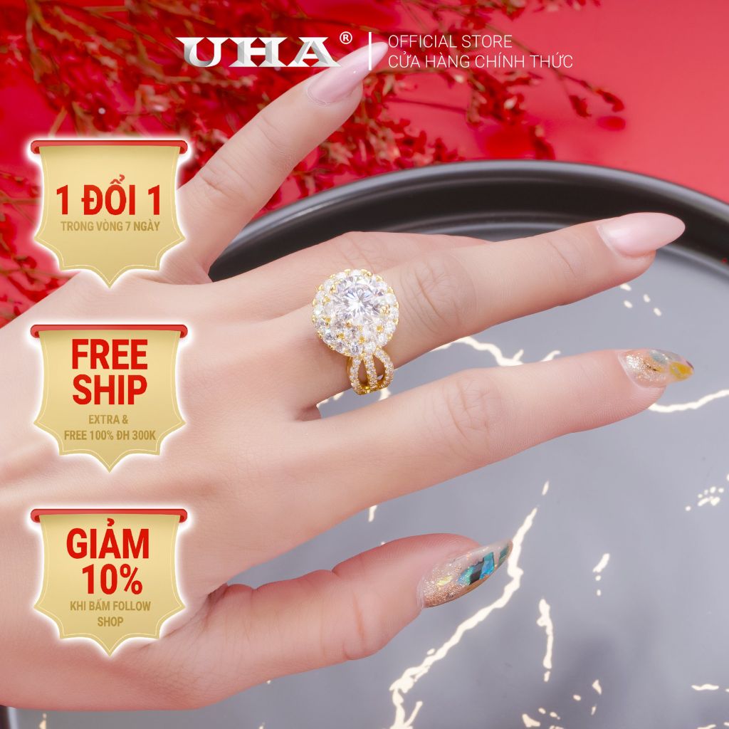 Nhẫn nữ UHA mạ vàng 18K N513154-150