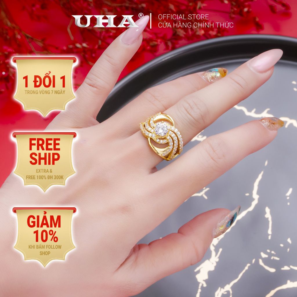 Nhẫn nữ UHA mạ vàng 18K N517144-115