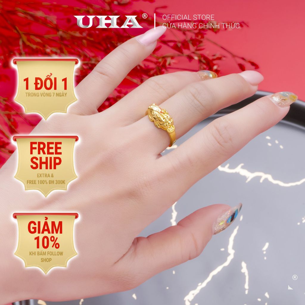 Nhẫn nữ UHA mạ vàng 18K N135-85