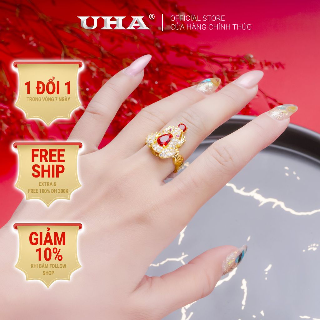 Nhẫn nữ UHA mạ vàng 18K N231141-110