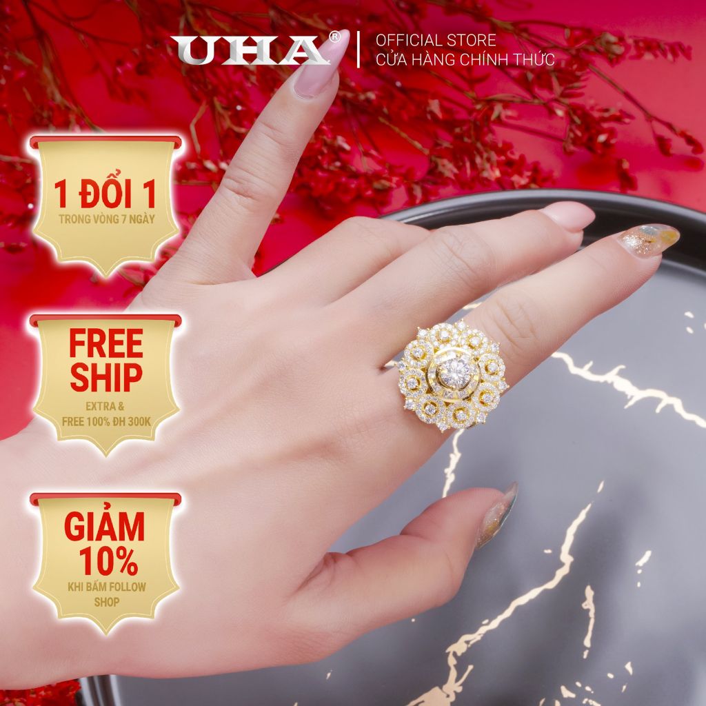 Nhẫn nữ UHA mạ vàng 18K N414150-135