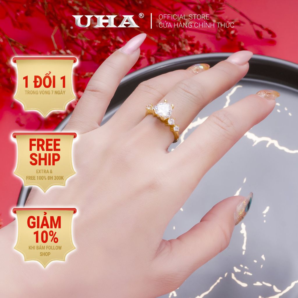 Nhẫn nữ UHA mạ vàng 18K N364137-95