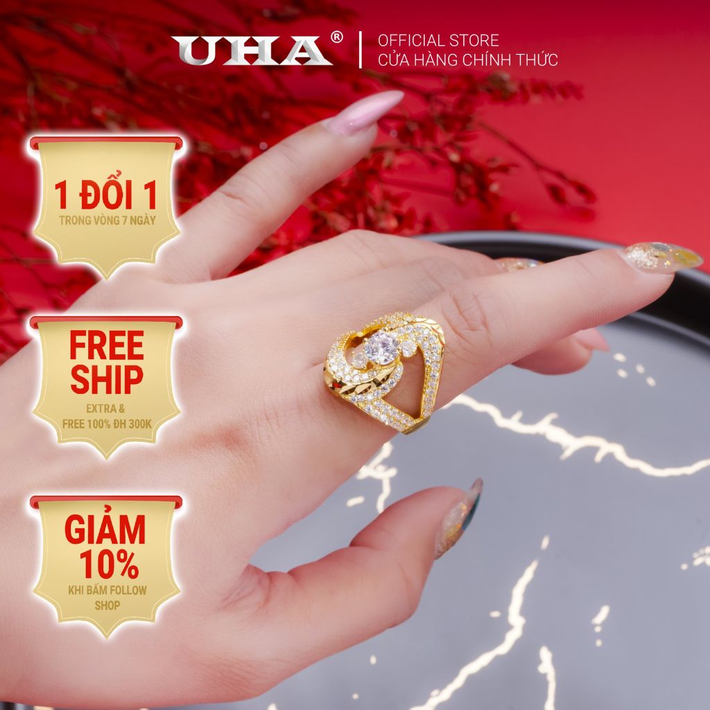 Nhẫn nữ UHA mạ vàng 18K N463147-120