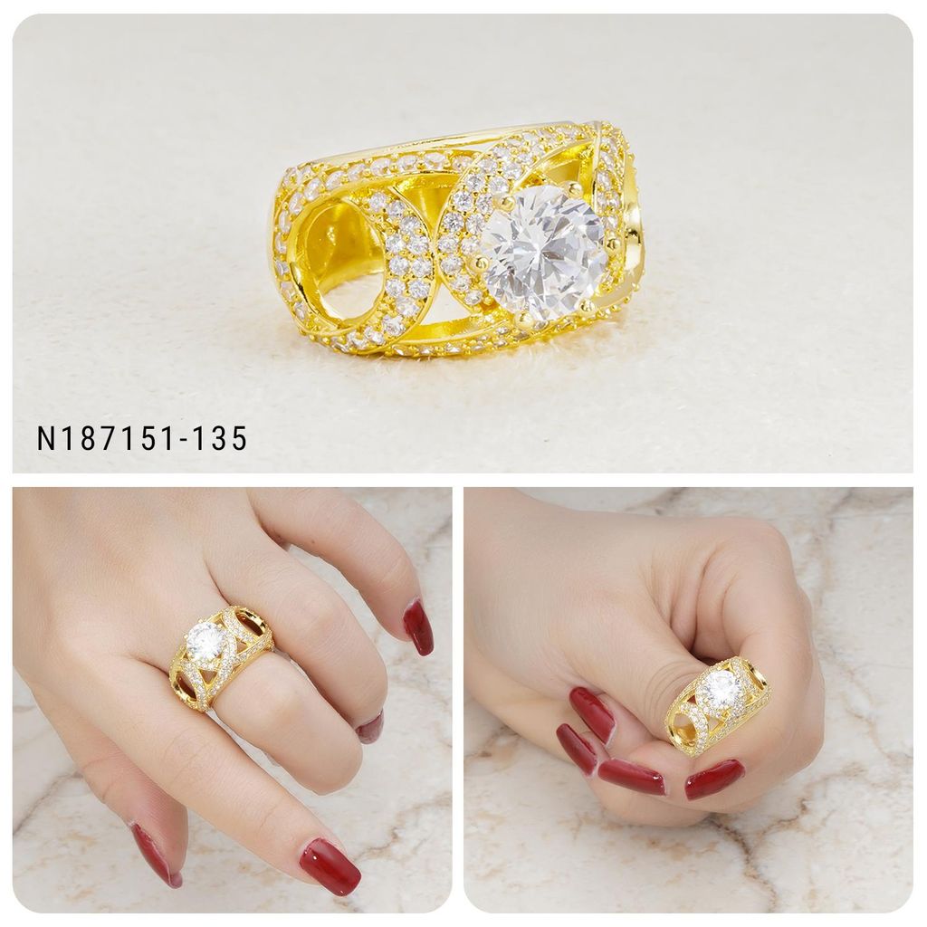 Nhẫn nữ UHA mạ vàng 18K N187151-135