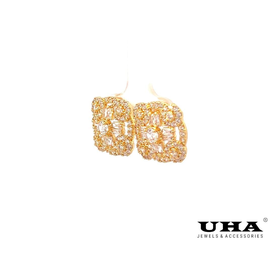 B1485 Bông tai nữ đính đá baguette sáng lấp lánh UHA Women Voi