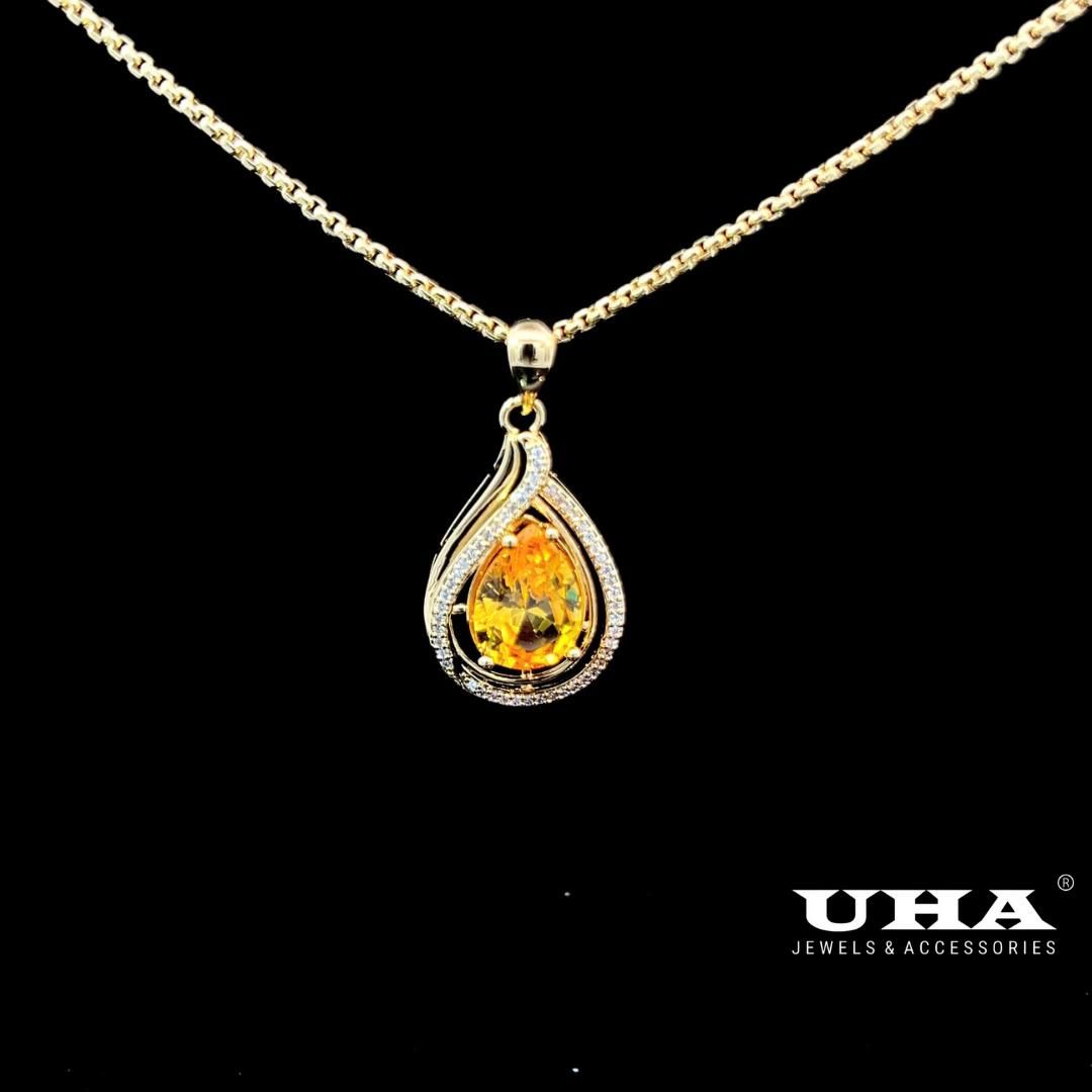 M1630 Mặt và dây chuyền đình đá màu phong thủy cao cấp sang trọng tinh tế UHA Women Trang Sức Jewelry