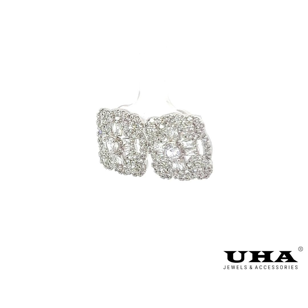 B1485 Bông tai nữ đính đá baguette sáng lấp lánh UHA Women Voi