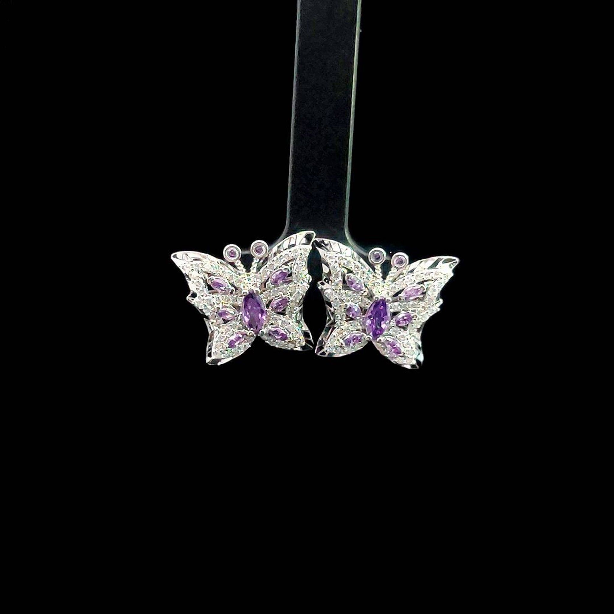 B1585 Bông tai nữ butterfly đính đá CZ cao cấp sáng lấp lánh Women Khuyên Tai Hoa Tai