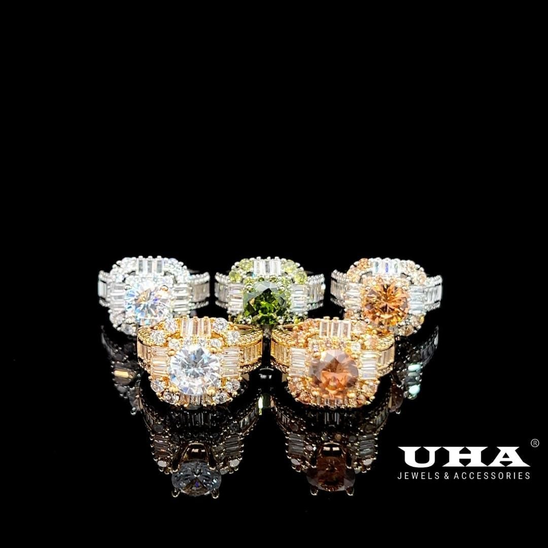 N719 Nhẫn nữ đính đá bagutte cao cấp sáng lấp lánh UHA