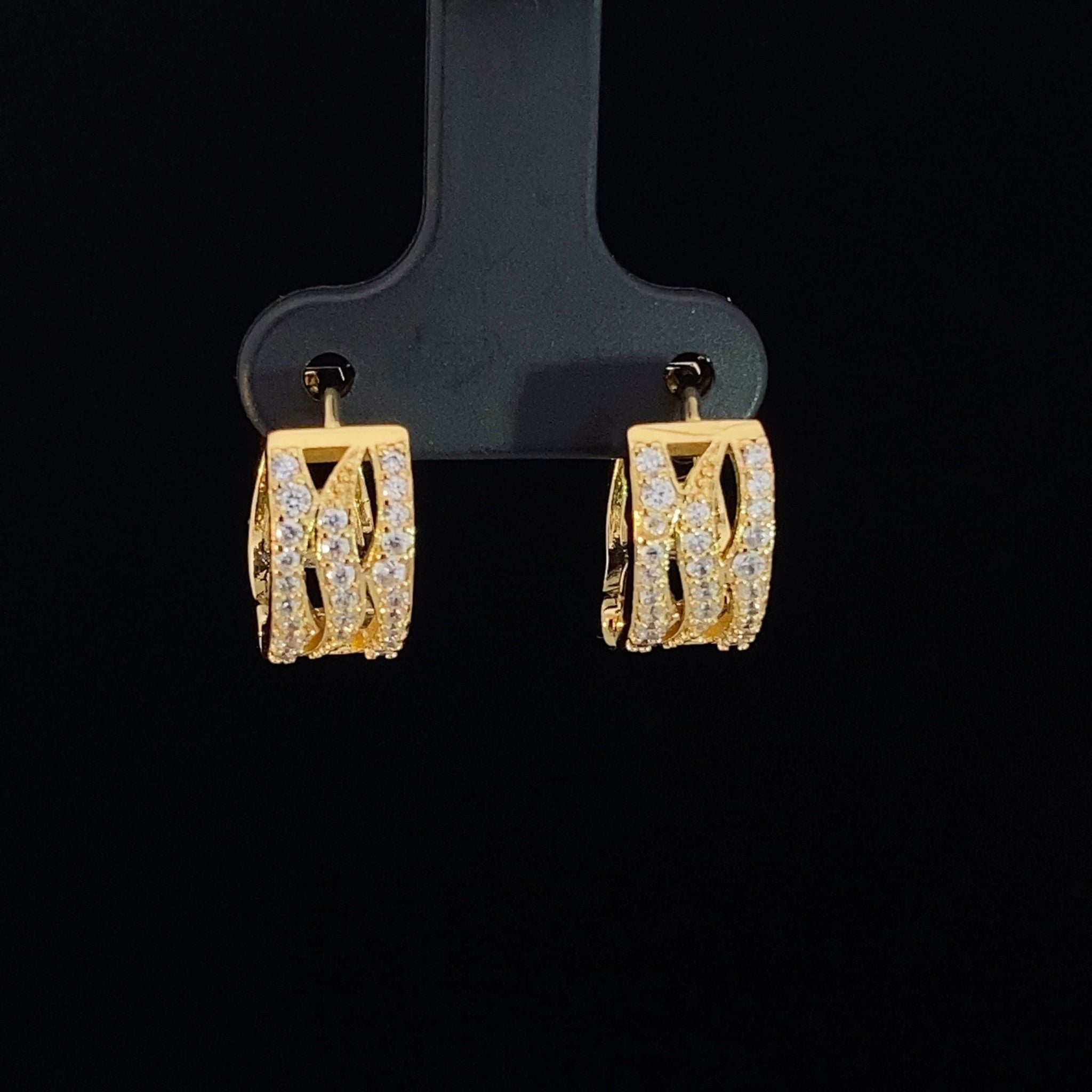 B1538-Bông tai NỮ đính đá baguette  sáng lấp lánh Women