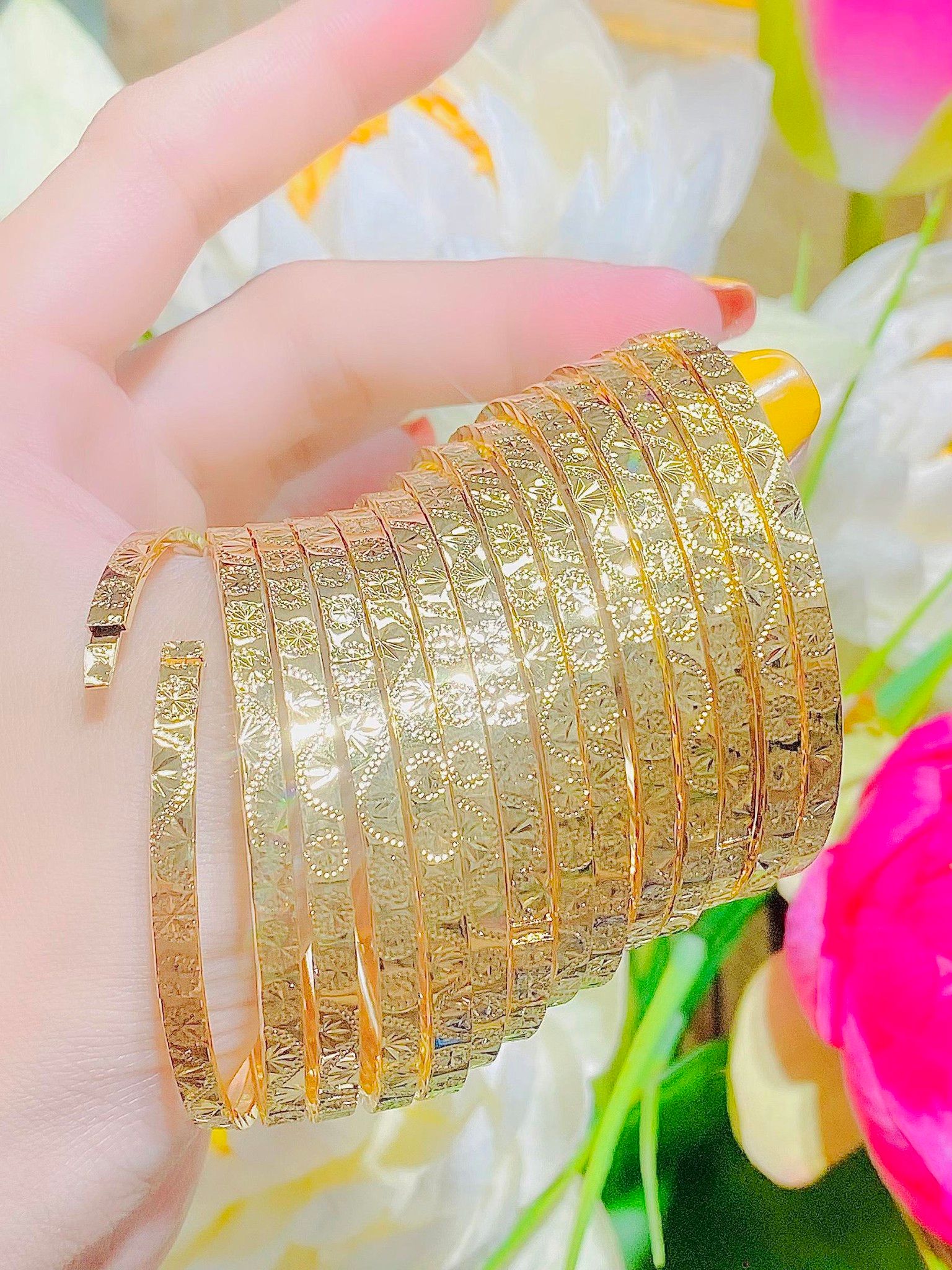 Vòng ximen bản vuông 4li thiết kế hoa văn tinh tế UHA XM1 Phụ Kiện