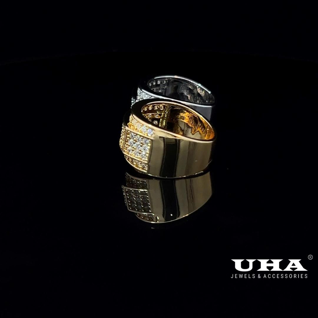 N702 Nhẫn nam đính đá tấm cao cấp sáng lấp lánh UHA Nhẫn
