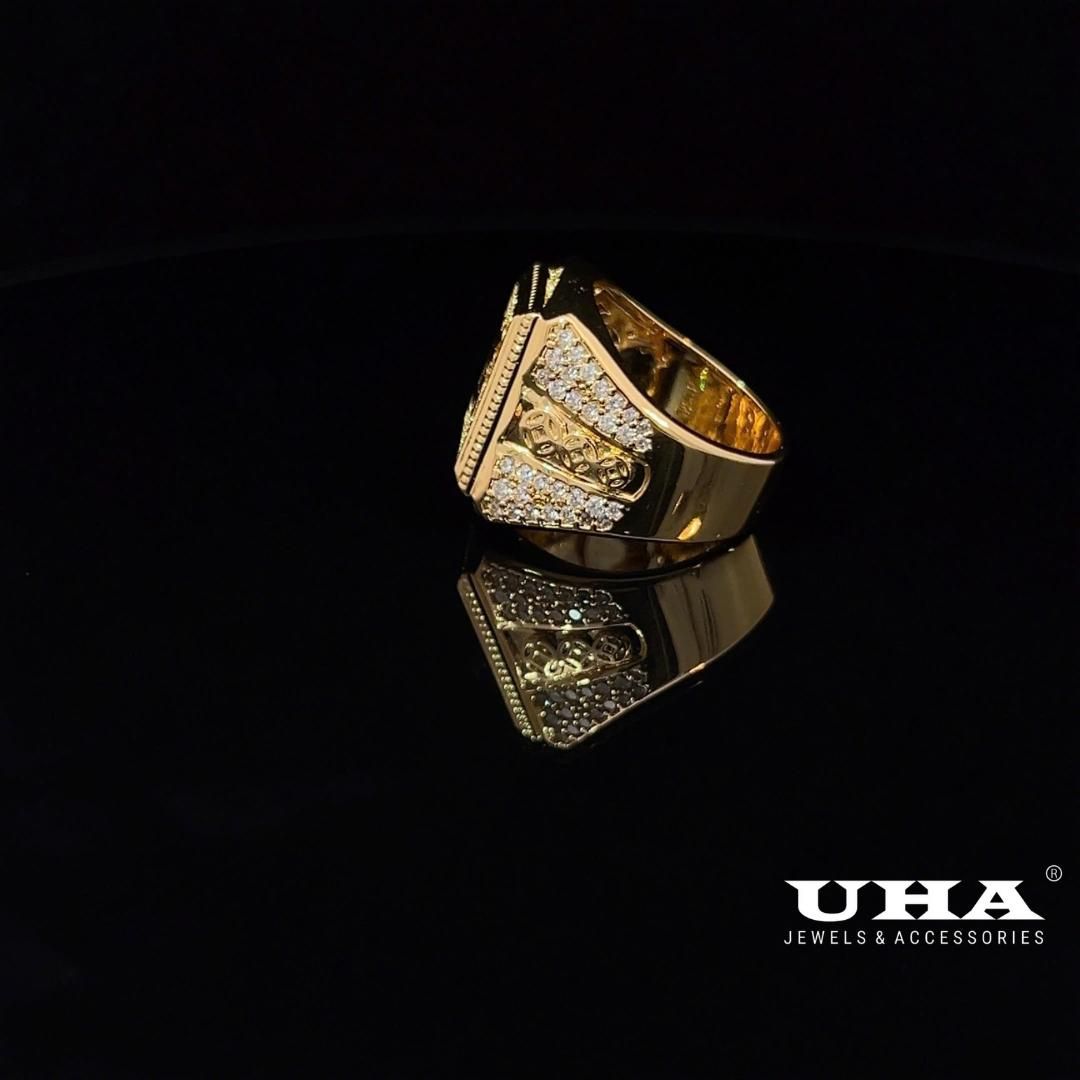 N1211 Nhẫn nam chạm khắc chữ thiết kế sang trọng có lót lòng UHA