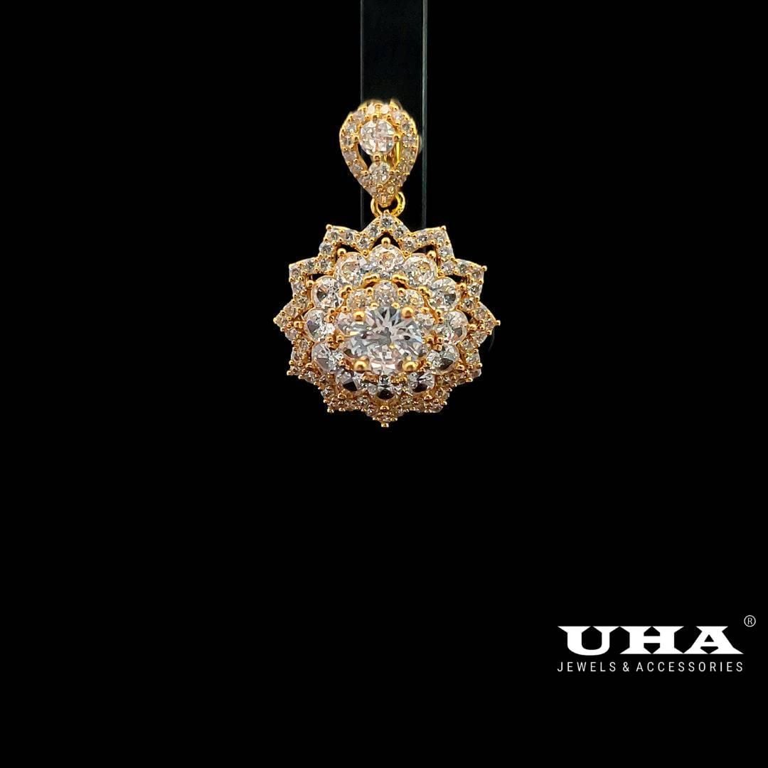 M1598 Mặt VÀ dây chuyền nữ đính đá bagutte CZ cao cấp sáng lấp lánh UHA Women