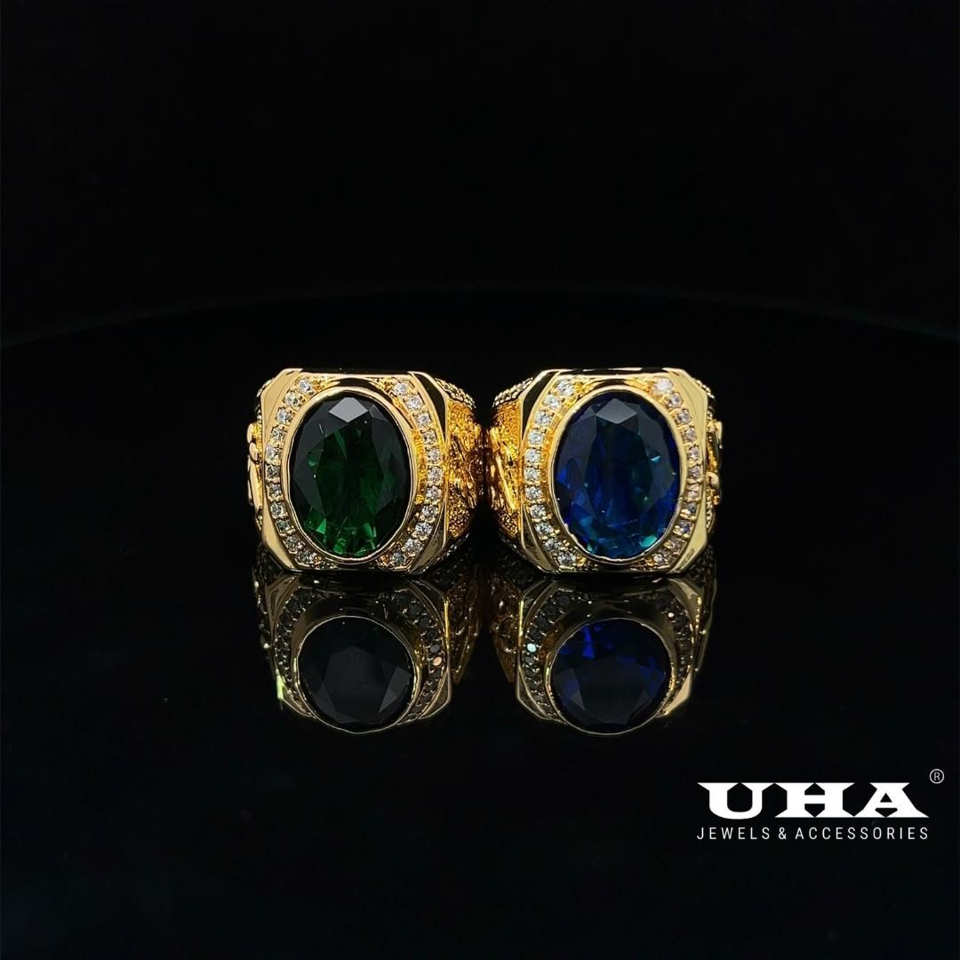 N1183 Nhẫn nam có lót lòng đính đá màu phong thủy UHA