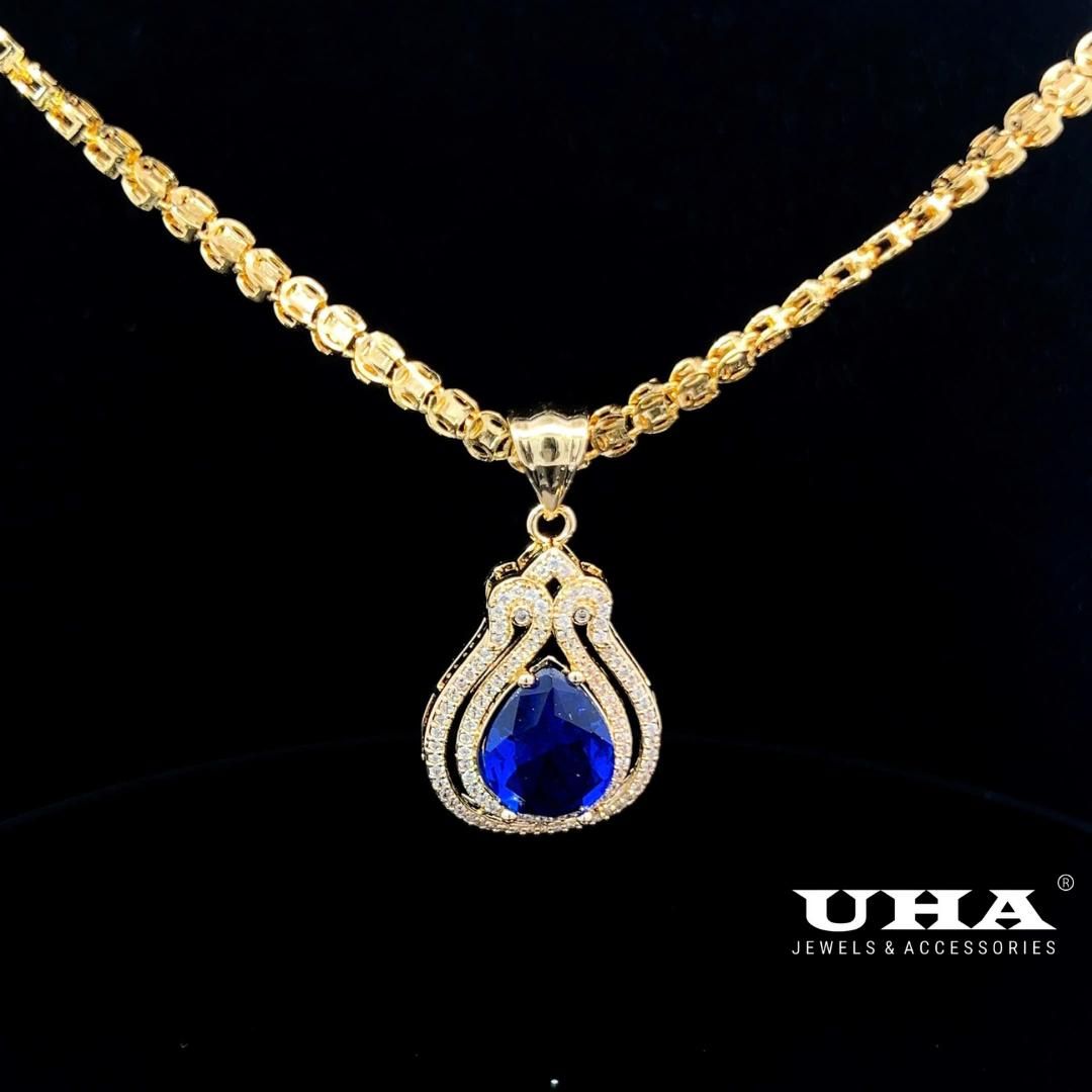 M1631 Mặt và dây chuyền đính đá CZ cao cấp thiết kế đá màu phong thủy UHA